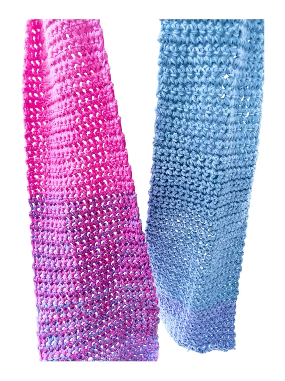 Handmade Long Pink and Blue multicolor Knit Winter Scarf